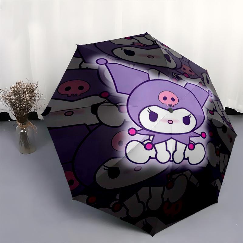 1pc Cute Version Kuromi Pattern Umbrella, Fashionable, Personalized, High-Value Folding Umbrella, a Must-Have for Summer, 8-Rib Durable Iron Frame, Tr