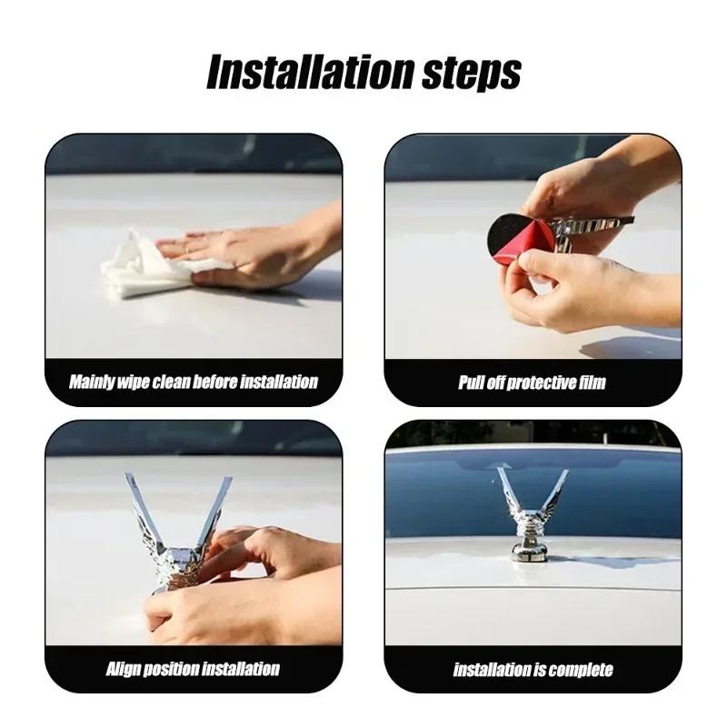 Car Front Hood Eagle Ornaments 3D Stereoscopic Spreading Wings Eagle Decoration Automatic Dashboard Modification Accessories