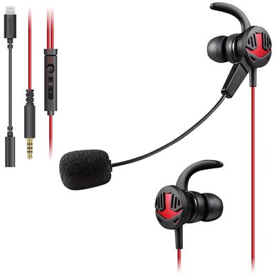 Внутриканальные наушники ELECOM HS-GS30ELBK, Идеальны для игр на смартфоне, с встроенным микрофоном на гибкой ножке, Подключение Lightning, Черные