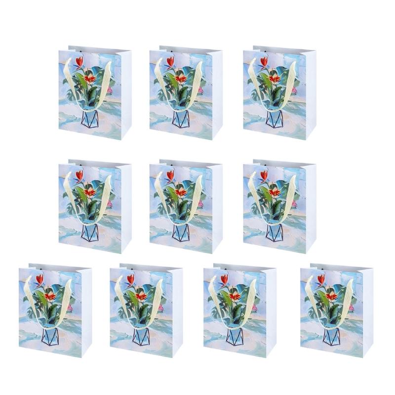 10 Штук Разноцветных Бумажных Пакетов Стильные Мешочки для Хранения Праздничных Подарков Ручной Работы Разноцветный Подарочный Пакет с Ручками