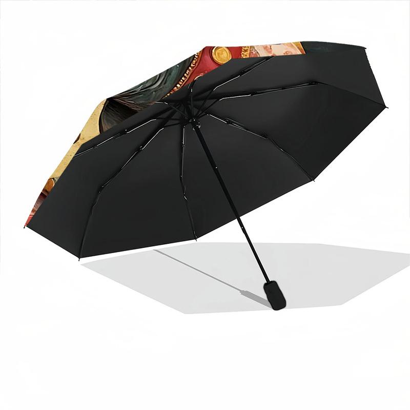 1pc Circus Elephant Automatic Folding Umbrella - Windproof Compact Travel Umbrella with Auto Open/Close, 8-Rib Heavy-Duty Shaft for Women/Men A049