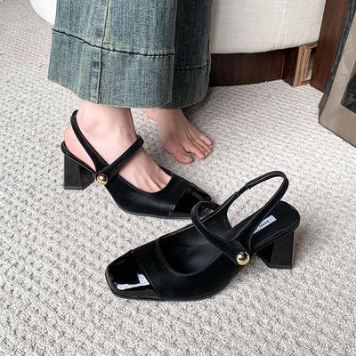 Туфли Мэри Джейн на квадратном каблуке с квадратным носком, на среднем каблуке, балетки, весна/осень, однотонные, женская обувь, ремешок с пряжкой, женские сандалии