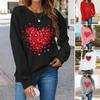 Women Hoodie Valentine Day Women Love Heart Graphic Sweatshirt Crew Neck Long Sleeve Loose Pullover Tops