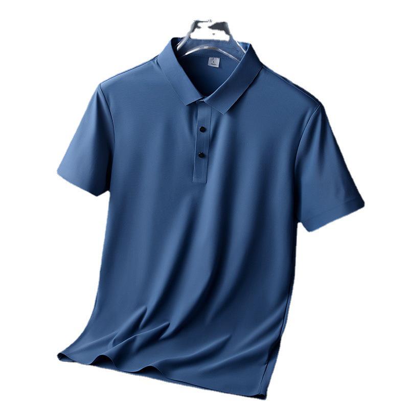 Men's Trendy Seamless Ice Silk Polo Shirt - Short Sleeve, High Quality, Lapel Design for Summer