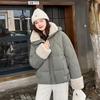 Осень-зима, утепленная теплая парка, женская повседневная милая однотонная Свободная куртка с капюшоном и большим карманом, верхняя одежда