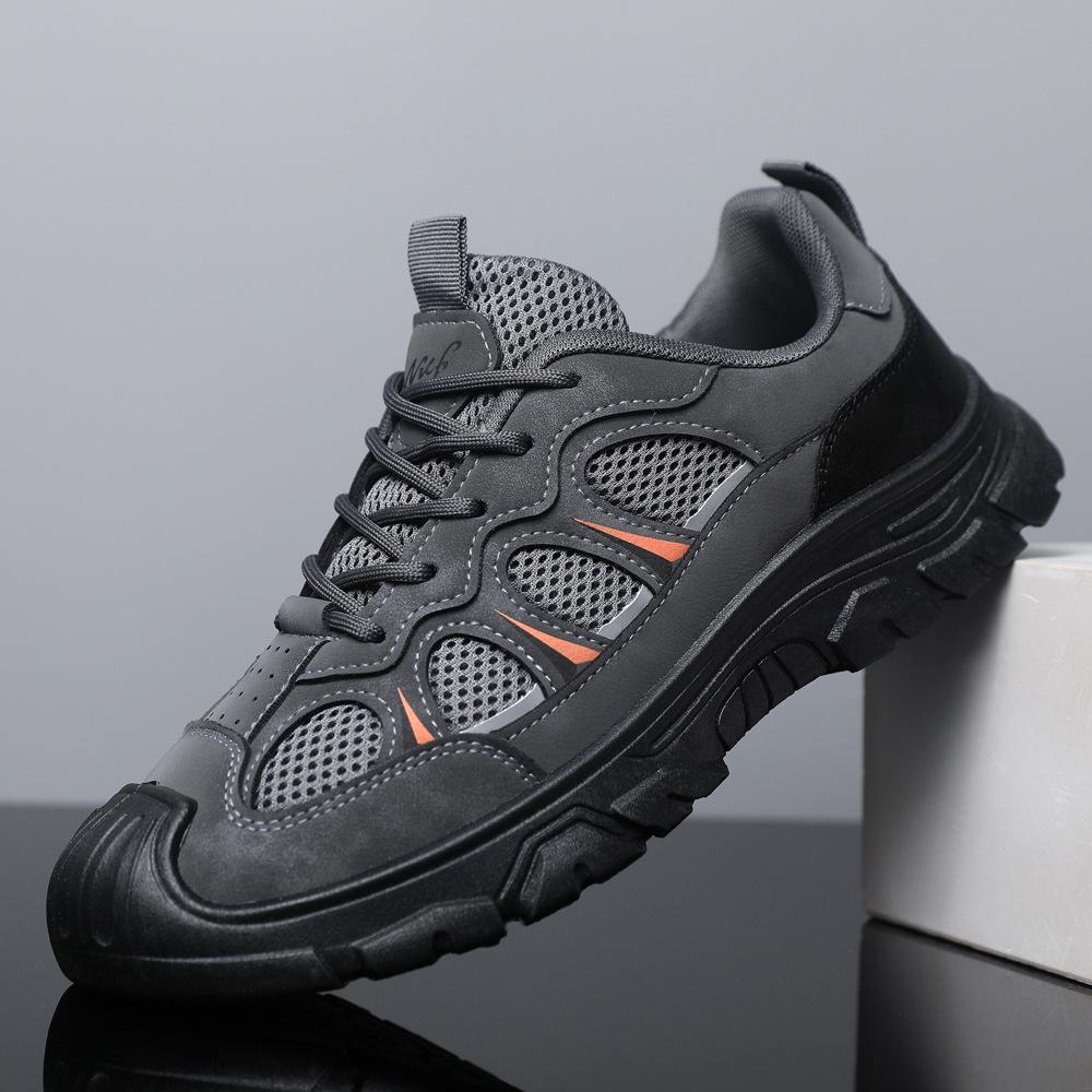 Men's Shoes New Casual Sports Shoes Thick Bottom Hollow Breathable Outdoor Work Shoes Hiking Shoes