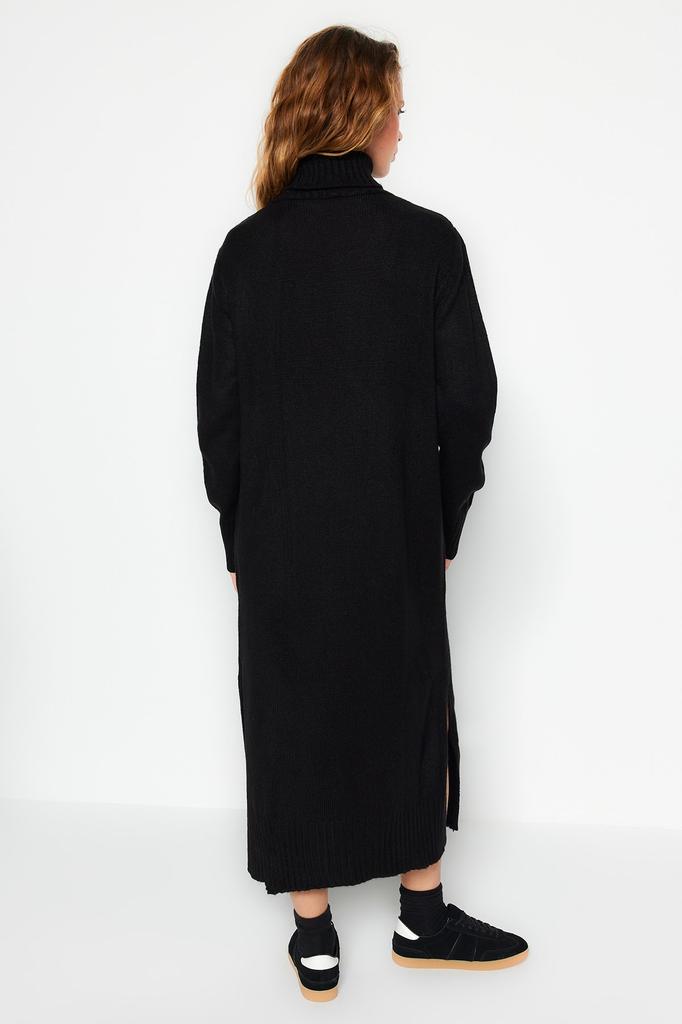 Женское модное новое платье, широкое платье средней длины, трикотажное платье с высоким воротником