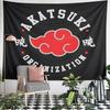 Akatsuki Organization Red Cloud Anime Wall Tapestry Naruto Villain Group Emblem On Black Decor for Bedroom Dorm Room Gift