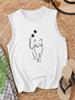 Cat Print Tank Top Sleeveless Casual Top For Summer & Spring  Women's Clothing