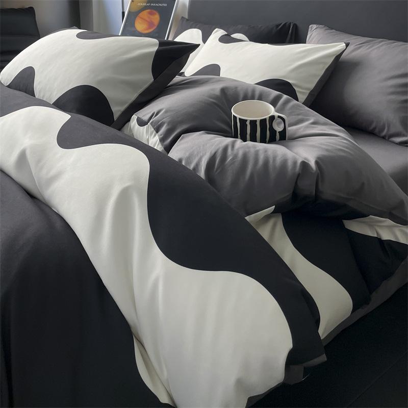 Комплект постельного белья из четырех предметов, пододеяльник из чистого хлопка с цветочным рисунком, простыня для спальни из трех предметов