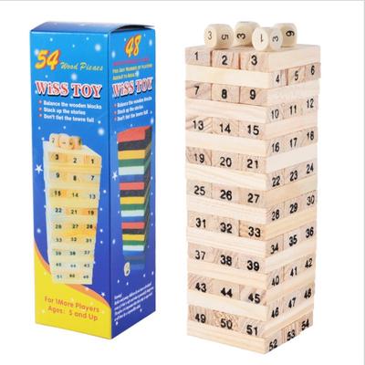 54 шт. / Компл. Творческий роман цифровой Jenga Building Block игрушки деревянный мозг игра для детей развлечения интеллект интерактивная игрушка