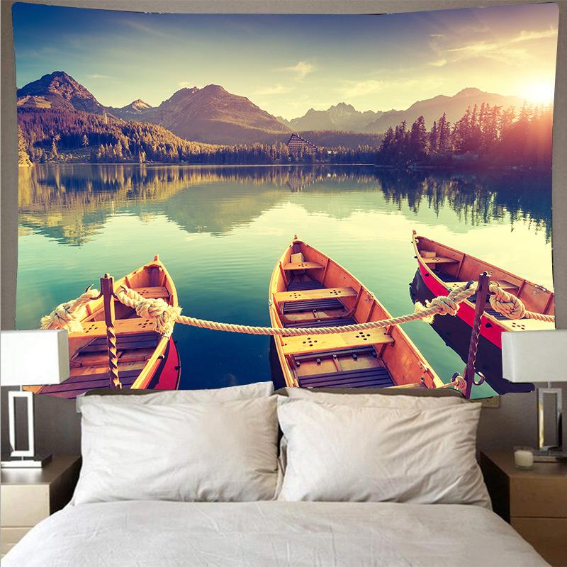 Синий океан волны гобелен закат облака природа искусство настенная ткань подушка фон одеяло Бохо домашний декор