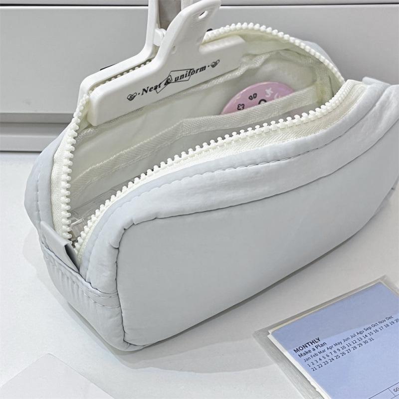 Simplicity Solid Color Pen Bag Zipper Design Portable Pencil Case Large Capacity Stationery Bag Gift Back To School