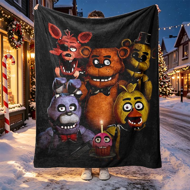 Five Nights at Freddy's Pattern Blanket for Home Decoration, Bed, Sofa, Car Travel, Camping, Suitable for All Seasons, Birthday Christmas Gift