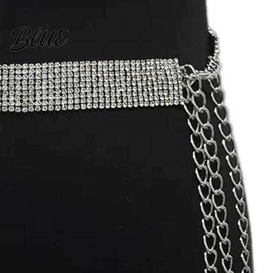 Waist Cincher Accessory Slim Sparkling Belt 9 Rhinestone Rows Chain