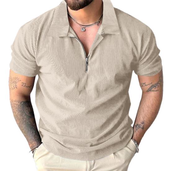 Мужская футболка с застежкой-молнией и лацканами, однотонная, с короткими рукавами, повседневная, свободная, летняя футболка для гольфа, уличной одежды, пляжа, путешествий