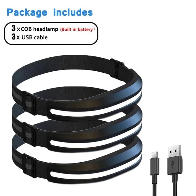 Мощный портативный налобный фонарь COB с зарядкой от USB, красный и белый свет, рабочий фонарь для кемпинга, рыбалки, прожектора