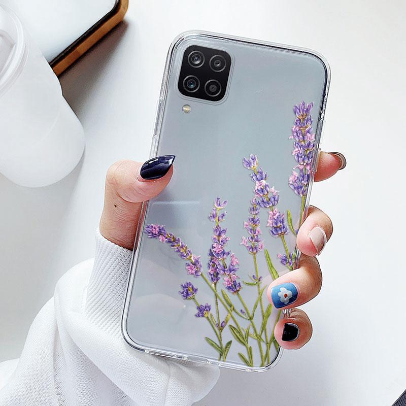 Чехол для телефона Samsung A12 M12 F12 Цветочный силиконовый чехол для Samsung Galaxy A12 5G Fundas Coque Прозрачный мягкий Capas Цветок ТПУ