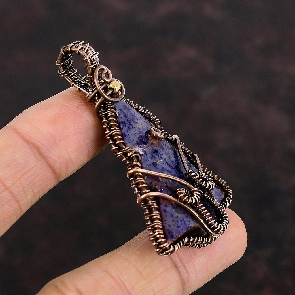 Подвеска из лазурита, подвеска из медной проволоки с драгоценным камнем, подвеска ручной работы, подвеска из медной проволоки, ювелирное изделие, подвеска в виде рождественской елки, подарок для женщин