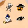 Zinc Zinc Zinc Alloy Skeleton Brooch Elegant Flying Broomstick Cat Brooch Creative Cartoon Pin Halloween