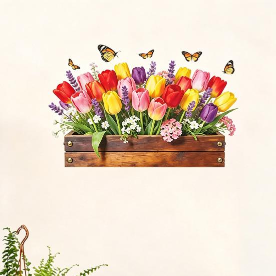 Tulip Flower Wall Stickers Peel and Stick Wall Decals Vinyl Floral Stickers