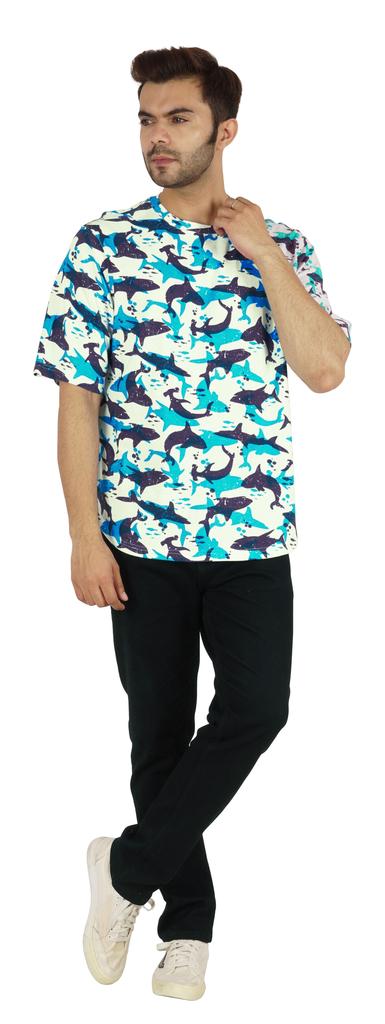 Inkmeso Printed Casual Short Sleeve T-shirt For Men  S Holiday Beach Wear Tee Cotton Jersey Tropical