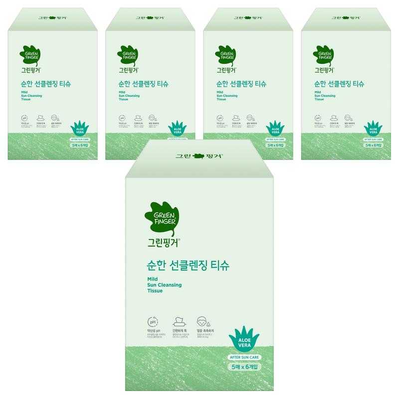 Green Finger Gentle Sun Cleansing Tissues, 30 sheets, 5 pcs