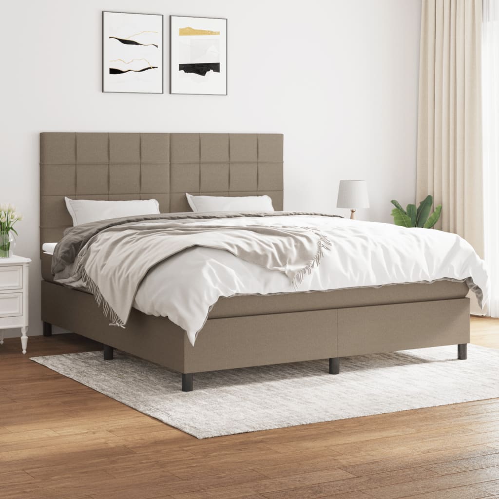 Vidaxl Континентальная кровать с матрасом, цвет тауп, ткань, 180x200 см