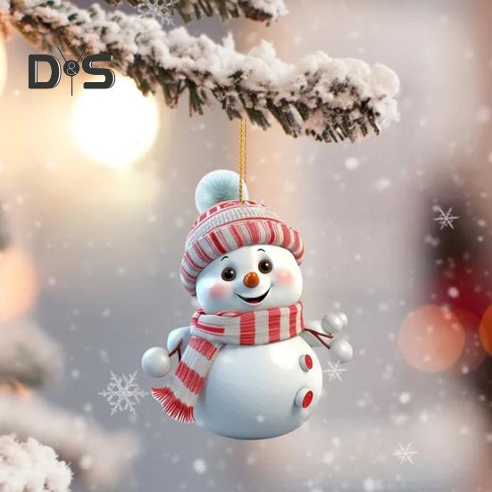 5 Pcs Christmas Snowman Pendant Acrylic Cartoon Snowman Hanging Ornaments Holiday Christmas Tree Hanging Snowmen for Home Decor