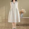Sleeveless Plus Size Cotton Linen Vintage Dot New In Dresses for Women Casual Loose Long Summer Dress