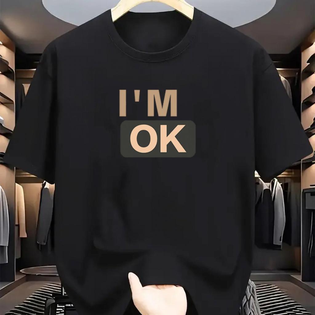 Женская футболка с графическим принтом IM OK, повседневная, с круглым вырезом, коротким рукавом, удобная, дышащая, для повседневной носки и отпуска