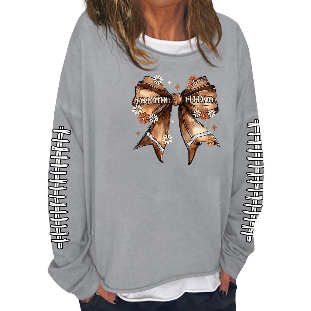 Женская модная повседневная толстовка с длинным рукавом и круглым вырезом с принтом