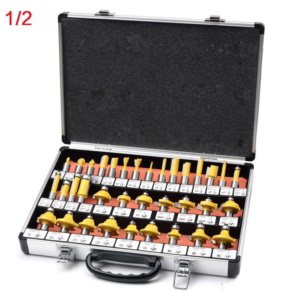 35-Piece Woodworking Milling Cutter Set, Trimmer Woodworking Milling Cutter, Cutter Head Set 1/4 Handle 1/2 Handle