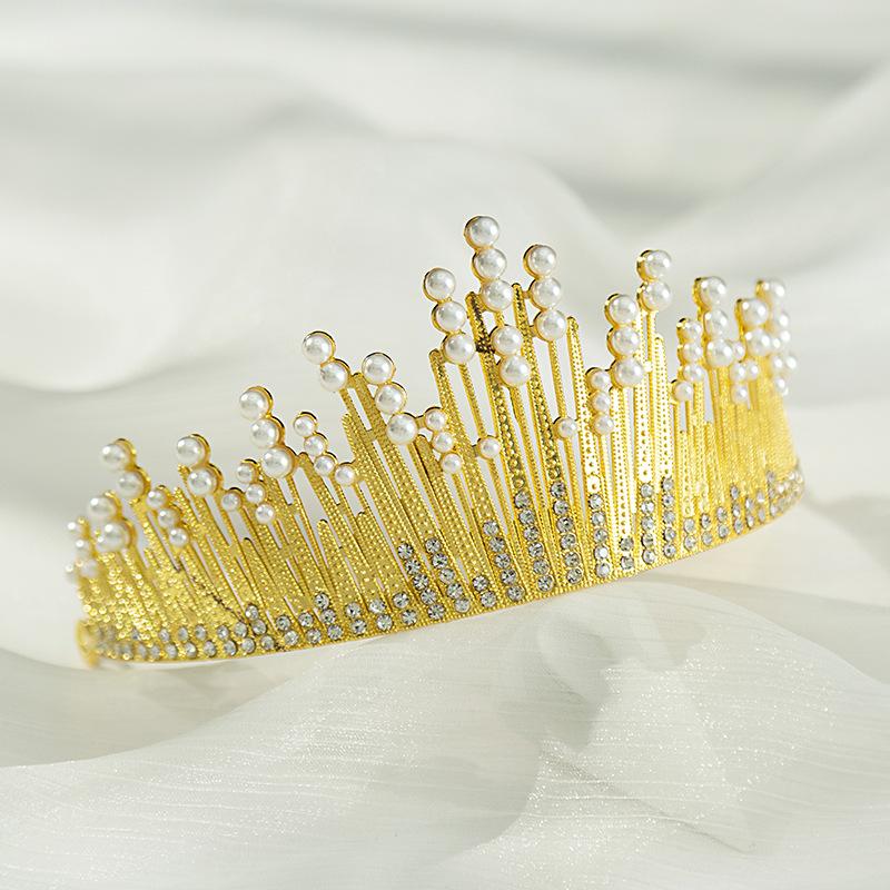 Корона на день рождения, свадебная тиара, жемчужная повязка на голову со стразами, детская корона принцессы, аксессуары для выступлений
