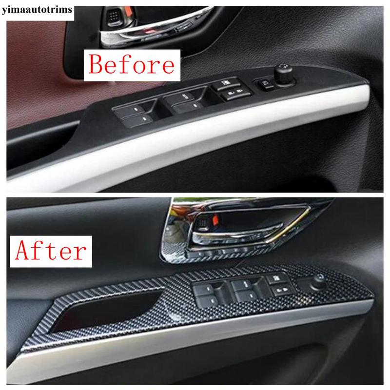 Armrest Window Glass Lift Button Panel Cover Trim Fit For Suzuki Sx4 s-cross 2014 - Carbon Fiber Look Accessories Interior