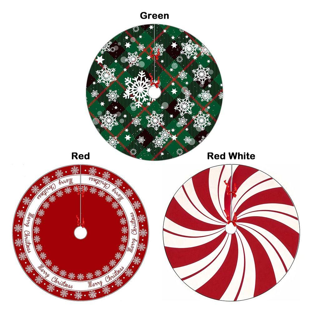 Red Swirl Design Xmas Tree Mat Plush Material Tree Base Cover Christmas Tree Skirt  Wedding Decor