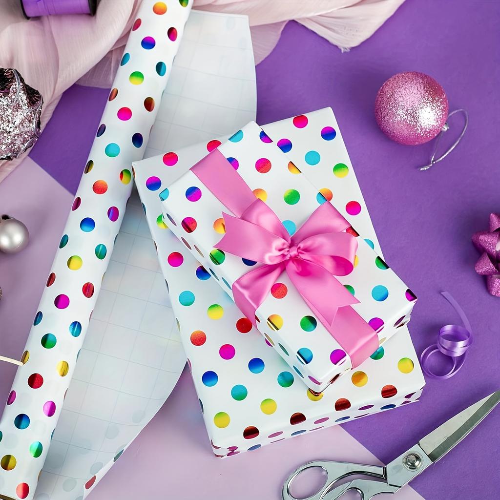 1 рулон Радужная Красочная Бумага для Упаковки в Горошек - Мини-рулон Подарочная Упаковка для Дней Рождения, Праздников, Вечеринок, для Мальчиков и Девочек - 43 x 300 см