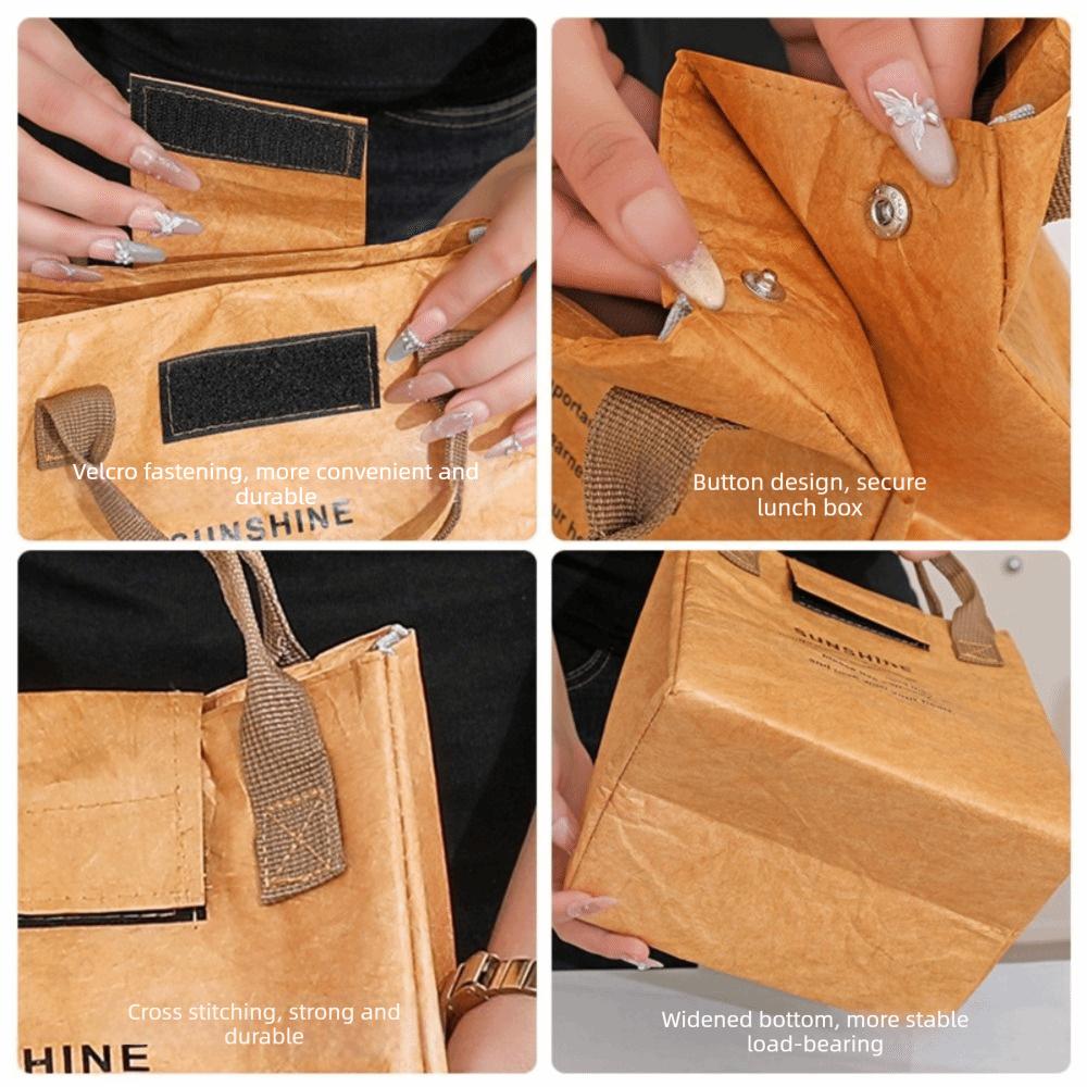 Portable Paper Lunch Box Bag Large Capacity Insulated Tote Bag Food Thermal Handbag Outdoor