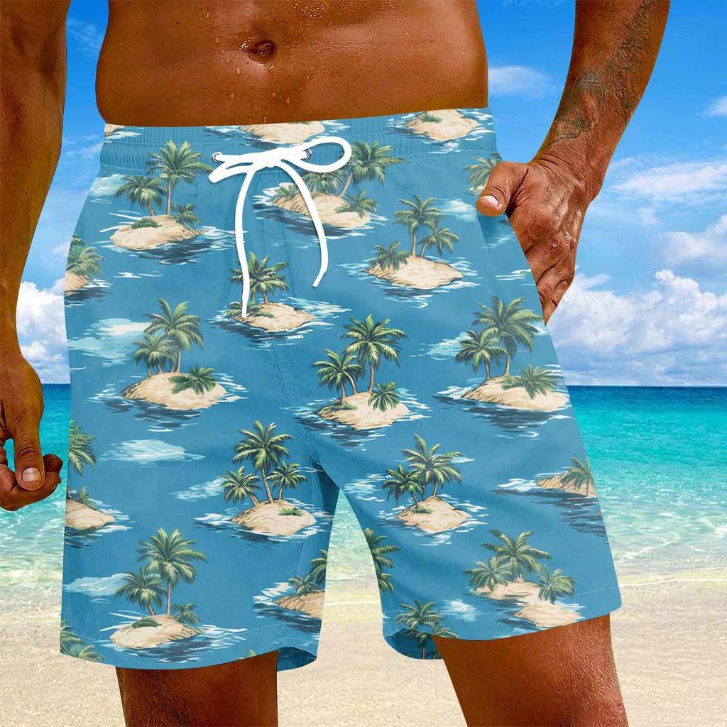Мужские модные гавайские принты с эластичной талией, повседневные штаны для йоги, пляжные шорты