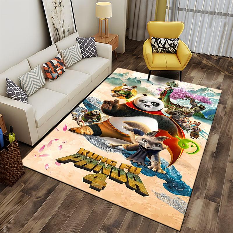 Kung Fu Panda 4 Cartoon Carpet suitable as a non-slip mat for the living room or bedroom sofa