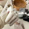 Однотонные теплые шерстяные носки средней длины для женщин с тонкими полосками и в студенческом стиле, утолщенные для осени и зимы