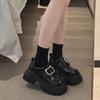 Spring 2025 new British style casual thick heel loafers women's shoes platform sole one pedal small leather shoes single shoes women