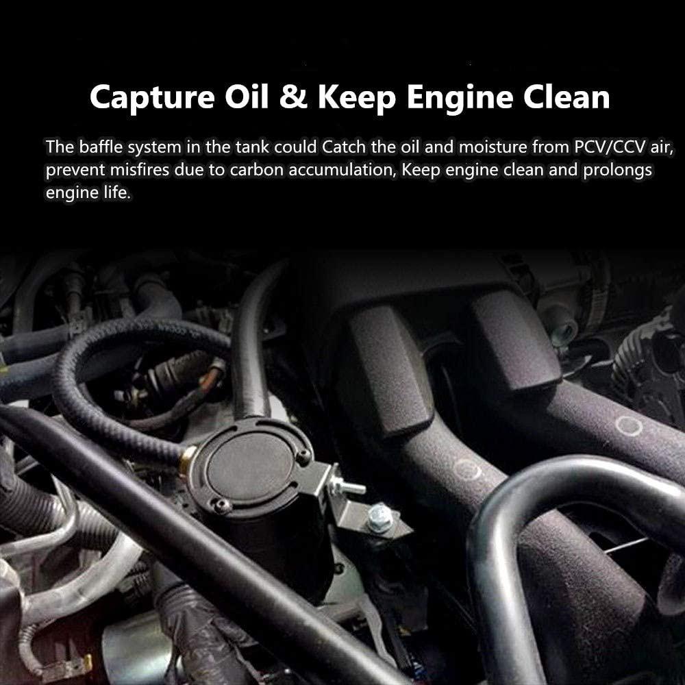 3 Port Oil Catch Can Kit 1 Oulet + 2 Intlet Compact Baffled Engine Oil Fuel Reservoir Tank with Breather Filter and Drain Valve