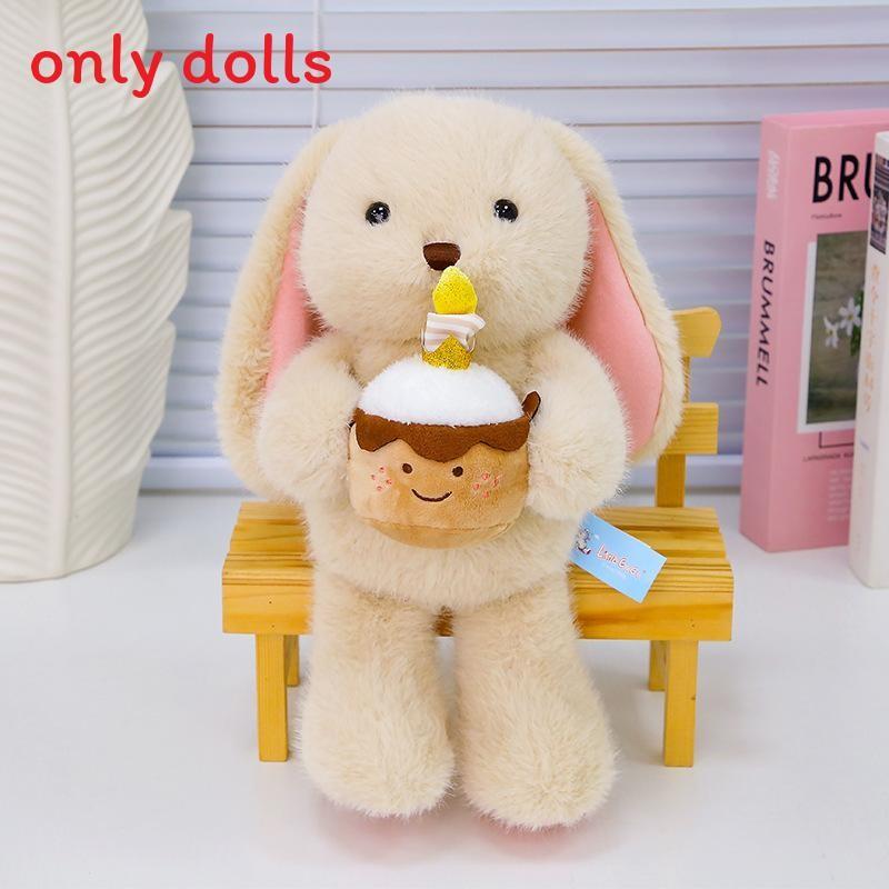 Adorable Rabbit Stuffed Animal With Holding A Cake Design For Kids Play And Snuggling