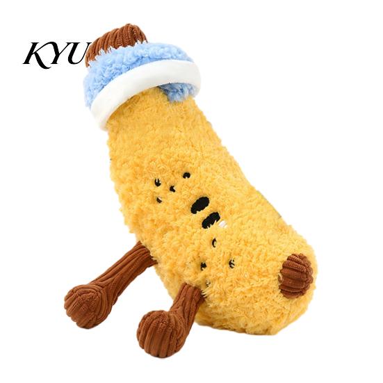 Cute Cartoon Pet Playthings Plush Fruit Dog Toy with Bell, Squeaky Interactive Chew Toy, Funny Anthropomorphic Toys Soft Stuffed for Small to