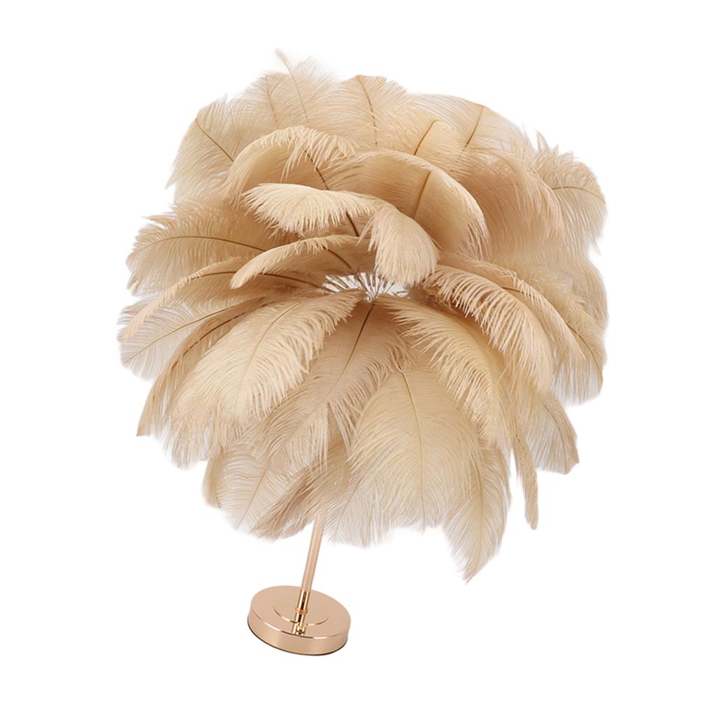Ostrich Feather Table Lamp Rechargeable Modern Romantic Decoration Lamp Bedroom Bedside Lamp for