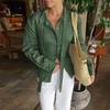 Womens Linen Cotton Wrap Tie Waist Shirt 2026 Elegant Office Wear Long Sleeve Button Up