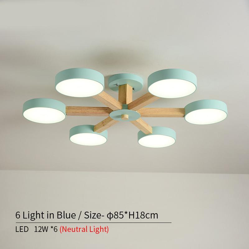 Wooden LED Chandelier with Metal Lampshade Mounted Chandeliers for Living Room White Lamp Ceiling Lustre Bedroom Hanging Light