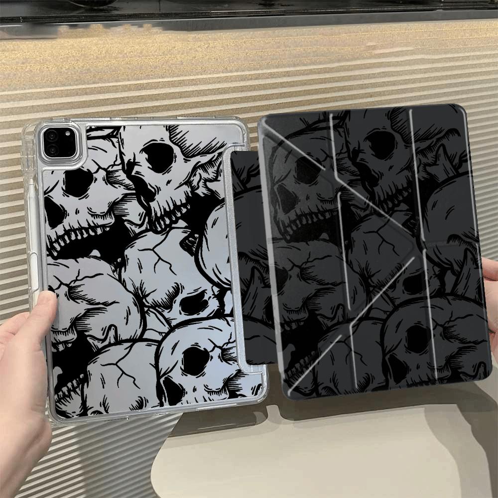 Креативная обложка-подставка Y-Fold с рисунком черепа для планшета iPad Mini 6 7 Air 4 5 M3 M2 1 2 M4 11 дюймов Pro 2025 Pro 11-го 10-го 9-го 8-го 7-го