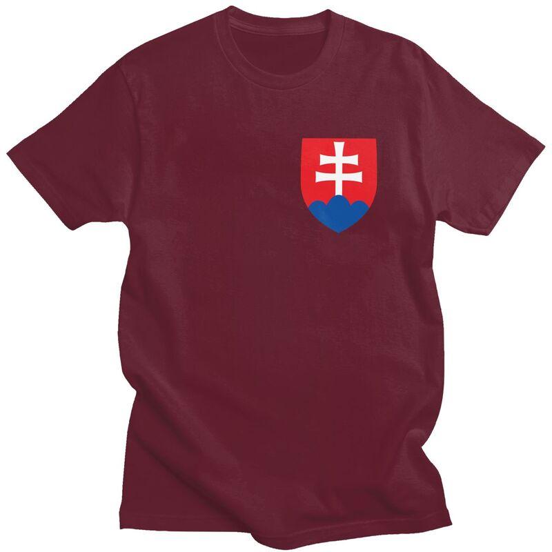 Custom Trendy Coat Of Arms Of Slovakia T Shirt Unisex Short Sleeves Pure Cotton T-shirt Casual Slovak Flag Tees Fashion Tshirt